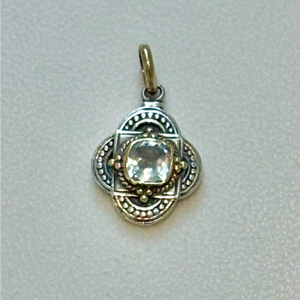 Authentic Konstantino Sterling Silver & 18k gold pendant with pale Blue Topaz - Picture 4 of 4